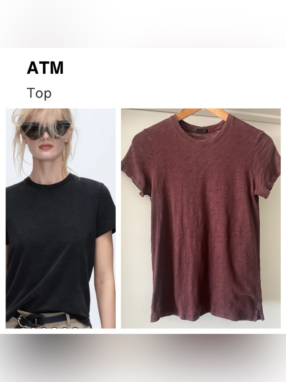 ATM Anthony Thomas Melillo Short Sleeve Crewneck Tee - Wine